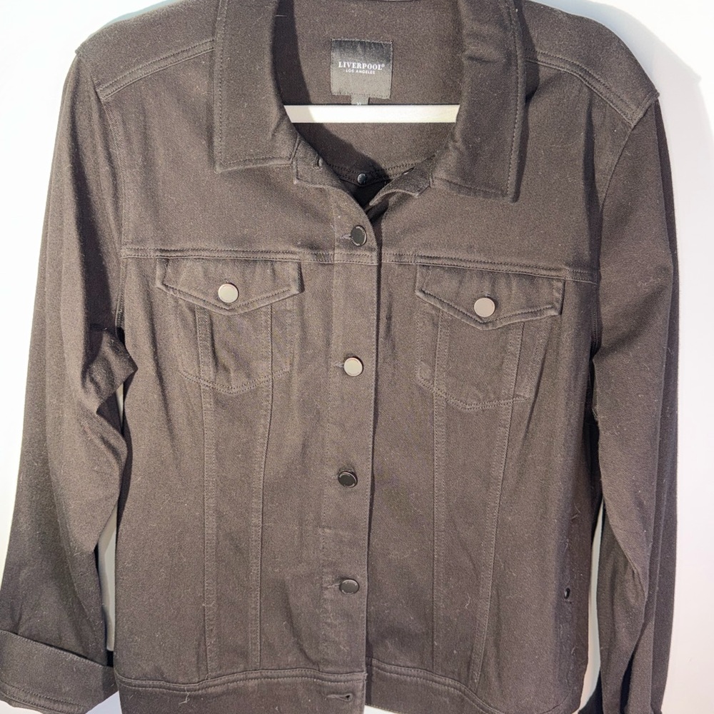 Liverpool Black Stretch Jacket — Denim Look